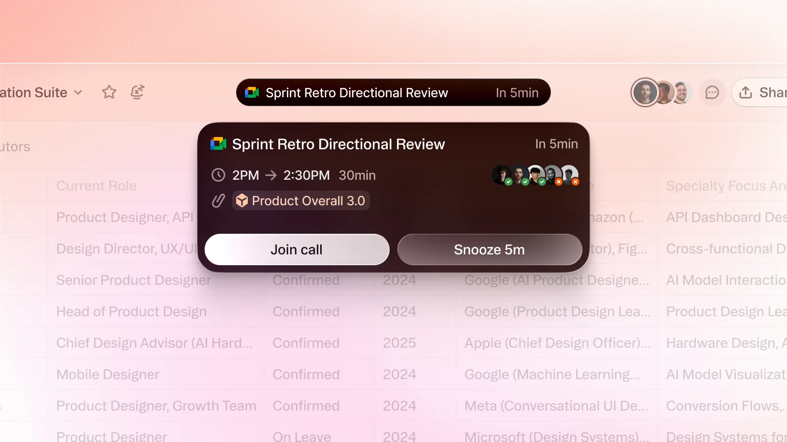 Meeting Notification Modal